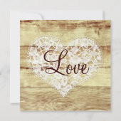 Rustic Country Lace Heart Barn Wedding Invitations Kaart (Achterkant)