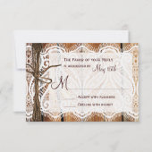 Rustic Country Lace Twine Wood Wedding RSVP (Voorkant)