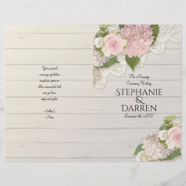 Rustic Country Lace Wood Floral Ceremony Programme