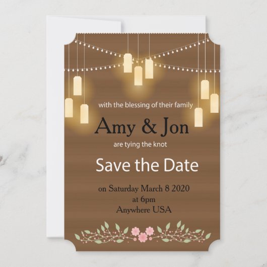 Rustic Country Lights Bewaar de Datum Save The Date (Voorkant)