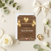 Rustic Country Lights Bewaar de Datum Save The Date