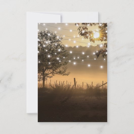  Rustic Country Lights Wedding RSVP Kaartje (Achterkant)