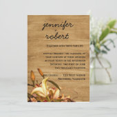 Rustic Country Lily Waterverf Wedding Uitnodiging (Staand voorkant)