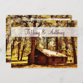 Rustic Country Log Cabin Bossen Wedding Invitation Kaart (Voorkant / Achterkant)