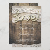 Rustic Country Love Rope Burlap Lace Barn Wedding Kaart (Voorkant / Achterkant)