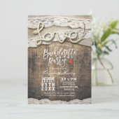 Rustic Country Love Rope Lace Bachelorette Party Kaart (Staand voorkant)