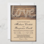 Rustic Country Love String Art Wedding Invitations Kaart (Voorkant)