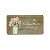 Rustic Country Mason Jar Blush Pink Roses Bouquet Etiket (Voorkant)