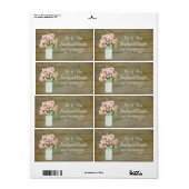 Rustic Country Mason Jar Blush Pink Roses Bouquet Etiket (Full Sheet)