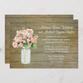 Rustic Country Mason Jar Blush Pink Roses Bouquet Kaart (Voorkant / Achterkant)