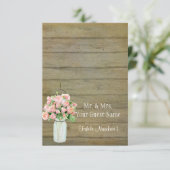 Rustic Country Mason Jar Blush Pink Roses Bouquet Kaart (Staand voorkant)