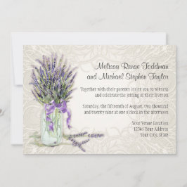 Rustic Country Mason Jar Lace in Lavender Floral Kaart
