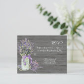 Rustic Country Mason Jar Lace in Lavender Floral RSVP Kaartje (Staand voorkant)