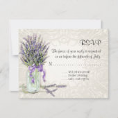 Rustic Country Mason Jar Lace in Lavender Floral RSVP Kaartje (Voorkant)