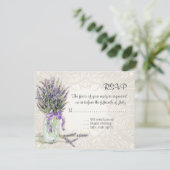 Rustic Country Mason Jar Lace in Lavender Floral RSVP Kaartje (Staand voorkant)