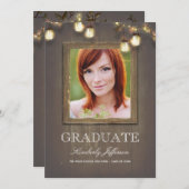 Rustic Country Mason Jar Lights Foto Afstuderen Kaart (Voorkant / Achterkant)