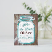 Rustic Country Mason Jar Save the Date Briefkaarte Aankondigingskaart (Staand voorkant)