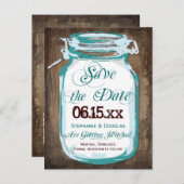 Rustic Country Mason Jar Save the Date Briefkaarte Aankondigingskaart (Voorkant / Achterkant)