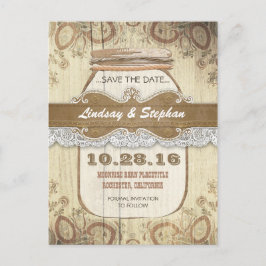 Rustic Country Mason Jar Sla de datum briefkaarten