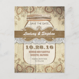 Rustic Country Mason Jar Sla de datum briefkaarten