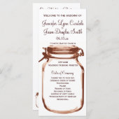 Rustic Country Mason Jar Wedding Programme No Ushe Programmakaart (Voorkant / Achterkant)
