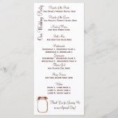Rustic Country Mason Jar Wedding Programs Programmakaart (Achterkant)
