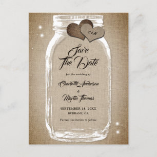 Rustic Country Mason Jar Wedding Save the Date Aankondigingskaart