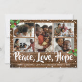 Rustic Country Merry 5 Foto Feestdagenkaart (Voorkant)