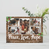 Rustic Country Merry 5 Foto Feestdagenkaart (Staand voorkant)