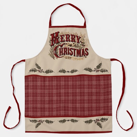Rustic Country "Merry Christmas" Apron Schort (Voorkant)