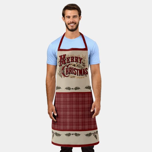 Rustic Country "Merry Christmas" Apron Schort (Gedragen)