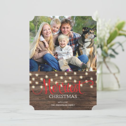 Rustic Country Merry-kerstfoto Feestdagenkaart (Staand voorkant)