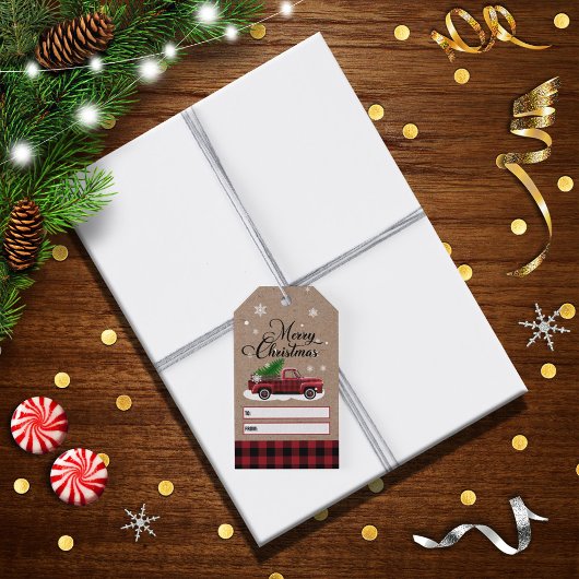 Rustic Country Merry Kerstmis Cadeaulabel