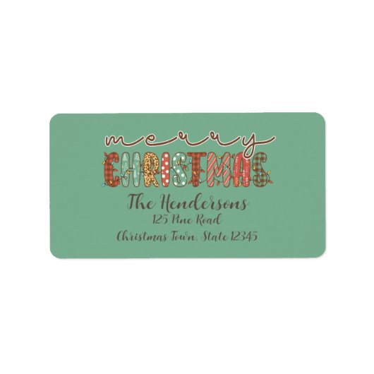 Rustic Country Merry Kerstmis Etiket (Voorkant)
