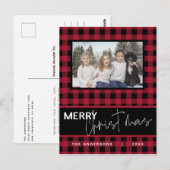 Rustic Country Merry Kerstmis foto Briefkaart (Voorkant / Achterkant)