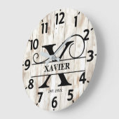 Rustic Country Monogram Grote Klok (Hoek)