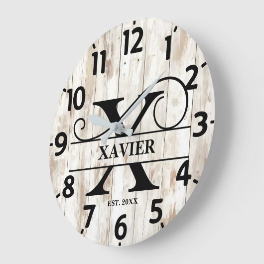 Rustic Country Monogram Grote Klok (Hoek)