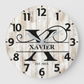 Rustic Country Monogram Grote Klok (Voorkant)