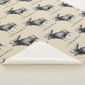 Rustic Country Moose Illustration & Taupe Sherpa Deken (3/4)