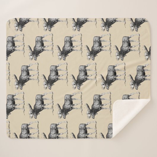 Rustic Country Moose Illustration & Taupe Sherpa Deken (Voorkant (horizontaal))