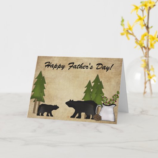 Rustic Country Mountain Beren Vaderdag Kaart (Gele Bloem)