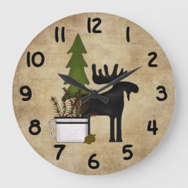 Rustic Country Mountain Silhouette Moose Grote Klok