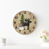Rustic Country Mountain Silhouette Moose Grote Klok (Huis)