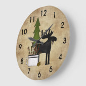 Rustic Country Mountain Silhouette Moose Grote Klok (Hoek)