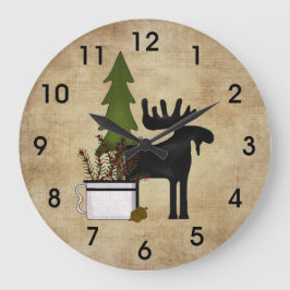 Rustic Country Mountain Silhouette Moose Grote Klok