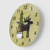Rustic Country Mountain Silhouette Moose Grote Klok (Hoek)