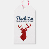 Rustic Country Mountains Deer Red Blue Wedding Cadeaulabel (Voorkant)