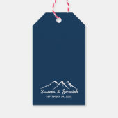 Rustic Country Mountains Deer Red Blue Wedding Cadeaulabel (Achterkant)