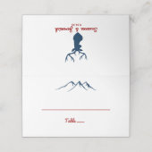 Rustic Country Mountains Deer Red Blue Wedding Plaatskaartje (Buitenkant ongevouwen)
