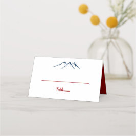 Rustic Country Mountains Deer Red Blue Wedding Plaatskaartje